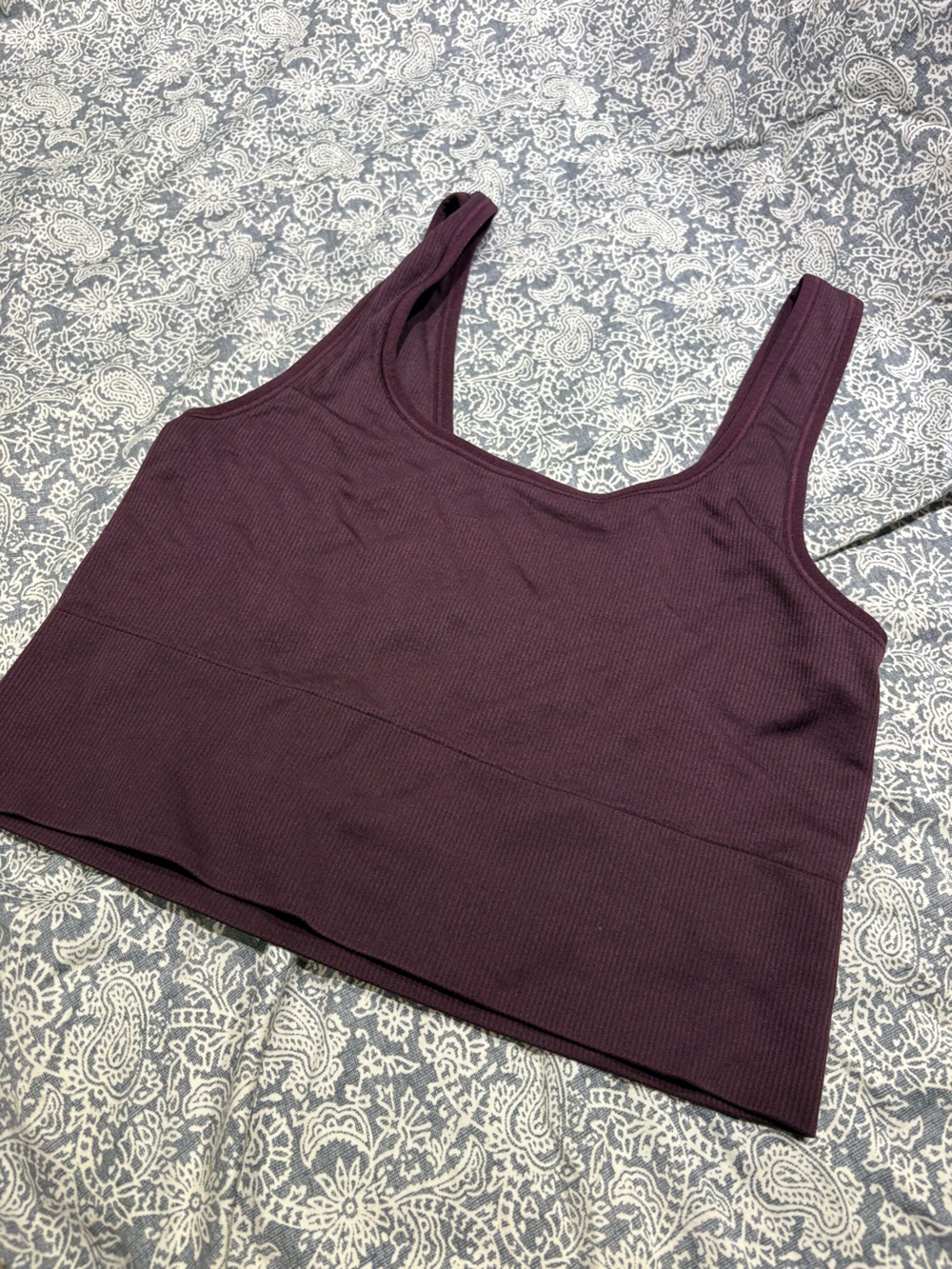 Athleta burgundy seamless ribbed longline bra top medium large